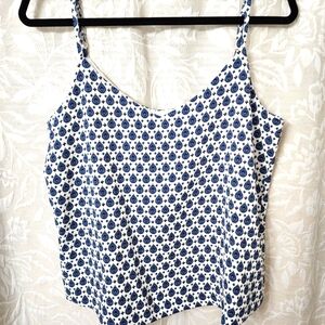 Blue and White Fitted Crop Camisole